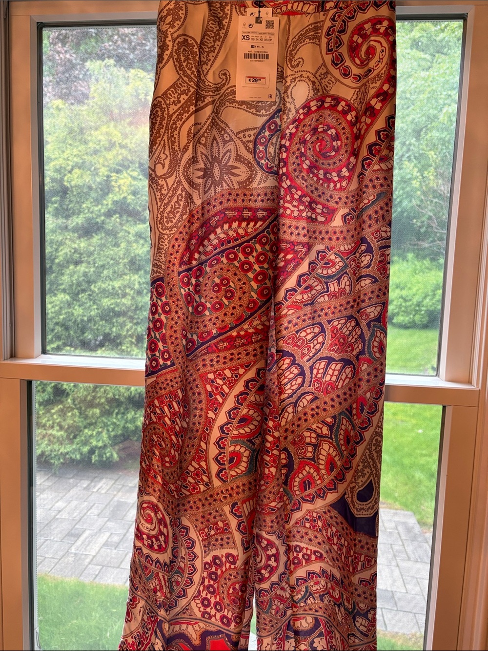 Zara Paisley Wide-Leg Jumpsuit in Beige, Red & Navy